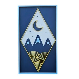 Geometric Wall Art with Moon and Mountains